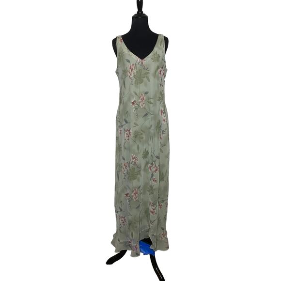 Positive Attitude vintage green floral maxi dress and blouse set size 16 - Picture 6 of 15